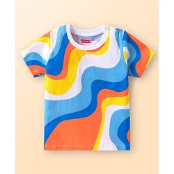 Babyhug Cotton Knit Half Sleeves T-Shirts With Animal & Text Print Pack Of 3 - Orange & Blue