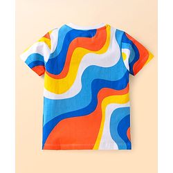 Babyhug Cotton Knit Half Sleeves T-Shirts With Animal & Text Print Pack Of 3 - Orange & Blue