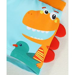 Babyhug Swimming Trunk & Cap with Dino Print - Blue