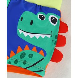 Babyhug Swimming Trunk & Cap with Dino Print - Green & Orange