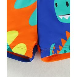 Babyhug Swimming Trunk & Cap with Dino Print - Green & Orange