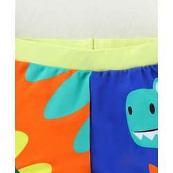 Babyhug Swimming Trunk & Cap with Dino Print - Green & Orange