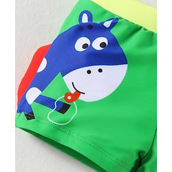 Babyhug Swimming Trunk & Cap with Horse Print - Green