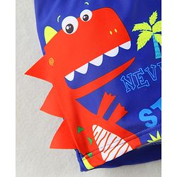 Babyhug Swimming Trunks & Cap with Dino Print - Blue
