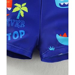 Babyhug Swimming Trunks & Cap with Dino Print - Blue