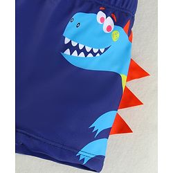 Babyhug Swimming Trunk & Cap with Dino Print - Navy Blue