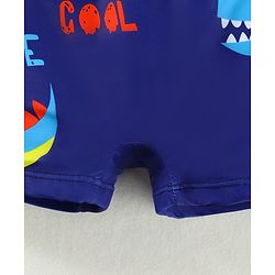 Babyhug Swimming Trunk & Cap with Dino Print - Navy Blue