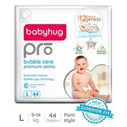 Babyhug Pro Bubble Care Premium Pant Style Diaper Large (L) Size - 44 Pieces