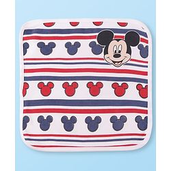 Babyhug Disney Interlock Knit Wash Clothes with Mickey Mouse Graphics Pack of 3 - Navy Blue Red & White