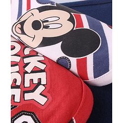 Babyhug Disney Interlock Knit Wash Clothes with Mickey Mouse Graphics Pack of 3 - Navy Blue Red & White