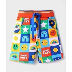 Babyhug Terry Knit Mid Thigh Smiley Printed Shorts - Multicolor