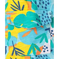 Babyhug Terry Knit Mid Thigh Length Shorts with Tropical Theme Print - Aqua Blue