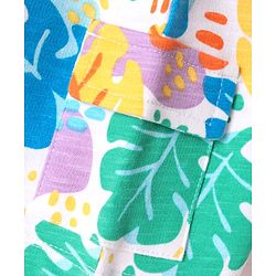 Babyhug Terry Knit Mid Thigh Shorts With Leaf Print - White