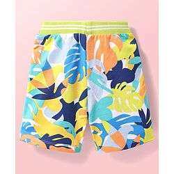 Babyhug Terry Knit Mid Thigh Shorts With Leaf Print - White