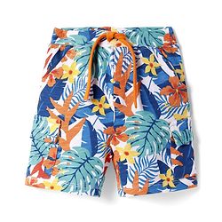 Babyhug Terry Knit Mid Thigh Shorts With Floral & Leaf Print - White