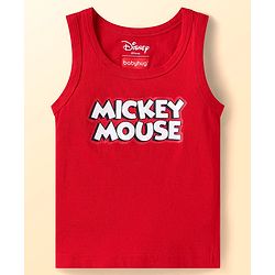Babyhug Disney Interlock Knit Sleeveless Vests with Mickey Mouse Print Pack of 3 - Red White & Navy Blue