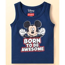 Babyhug Disney Interlock Knit Sleeveless Vests with Mickey Mouse Print Pack of 3 - Red White & Navy Blue