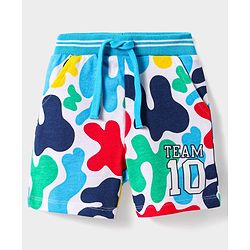 Babyhug Terry Knit Mid Thigh Printed Shorts - White