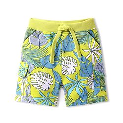 Babyhug Terry Knit Mid Thigh Tropical Theme Printed Shorts - Neon Green
