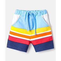 Babyhug Terry Knit Mid Thigh Colour Block Shorts - Light Blue