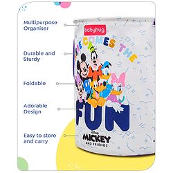 Babyhug Disney Foldable Laundry Bag with  Handle Mickey & Friends Theme - White