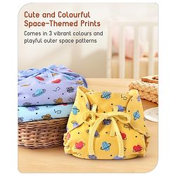 Babyhug Leak-Proof Cloth Langot Pack of 3 Large Solar Print - Multicolour | Triple Layer Protection | Reusable | Designed for Short Term Comfy Wear | Mess Free