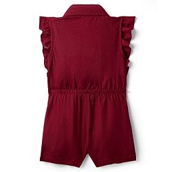 Babyhug Cotton Woven Frill Sleeves Solid Jumpsuit - Maroon