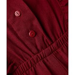 Babyhug Cotton Woven Frill Sleeves Solid Jumpsuit - Maroon