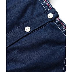 Babyhug Cotton Woven Sleeveless Jumpsuit With Floral Embroidery - Navy Blue