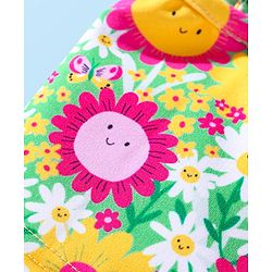 Babyhug Frill Sleeves Water Repellent Two Piece Swimsuit with Floral Print - Multicolor