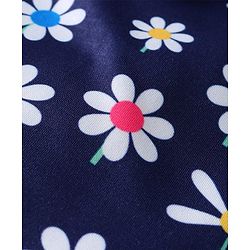 Babyhug One Shoulder Frill Sleeves Water Repellent V Cut Swimsuit with Floral Print - Navy Blue
