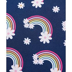 Babyhug Water Repellant Sleeveless V Cut Swim Suit With Rainbow & Floral Print - Navy Blue