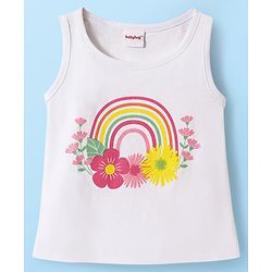 Babyhug 100% Cotton Single Jersey Knit Sleeveless Tank Top & Shorts Set With Floral Print Pack Of 2 - Yellow & Pink