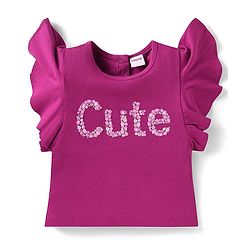 Babyhug Single Jersey Knit Frill Sleeves Top & Skirt Set with Floral Print - Dark Pink