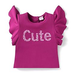 Babyhug Single Jersey Knit Frill Sleeves Top & Skirt Set with Floral Print - Dark Pink