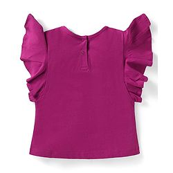 Babyhug Single Jersey Knit Frill Sleeves Top & Skirt Set with Floral Print - Dark Pink