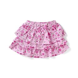 Babyhug Single Jersey Knit Frill Sleeves Top & Skirt Set with Floral Print - Dark Pink