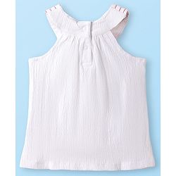 Babyhug Single Jersey Knit Sleeveless Top & Skirt Set with Polka Dots Print - Red & White