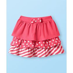 Babyhug Single Jersey Knit Sleeveless Top & Skirt Set with Polka Dots Print - Red & White