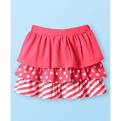 Babyhug Single Jersey Knit Sleeveless Top & Skirt Set with Polka Dots Print - Red & White