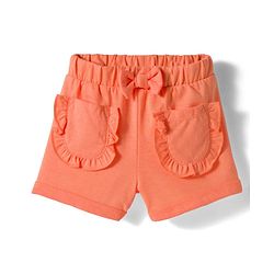 Babyhug 100% Cotton Single Jersey Knit Singlet Sleeves Top & Shorts Set With Heart Print & Bow Applique - Orange
