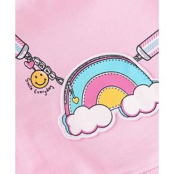 Babyhug Terry Knit Full Sleeves Sweatshirt & Jegging Set with Rainbow Patch - Pink & Navy Blue