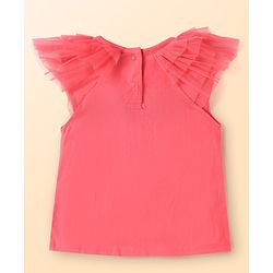 Babyhug Single Jersey Knit Sleeveless Top & Shorts Set With Butterfly Applique - Dark Pink