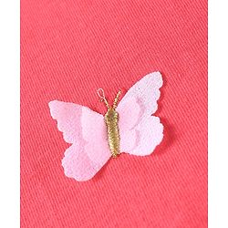 Babyhug Single Jersey Knit Sleeveless Top & Shorts Set With Butterfly Applique - Dark Pink