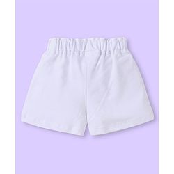Babyhug 100% Cotton Single Jersey Knit Frill Sleeves Top & Shorts Set with Floral Embroidery - White & Light Blue