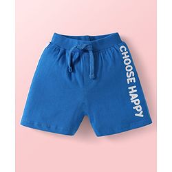 Babyhug Cotton Single Jersey Knit Mid Thigh Length Shorts with Animal Print & Stripes Pack of 3 - Blue & White