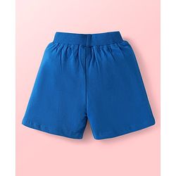 Babyhug Cotton Single Jersey Knit Mid Thigh Length Shorts with Animal Print & Stripes Pack of 3 - Blue & White