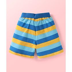 Babyhug Cotton Single Jersey Knit Mid Thigh Length Shorts with Animal Print & Stripes Pack of 3 - Blue & White