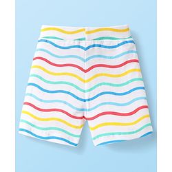 Babyhug Cotton Knit Mid Thigh Shorts with Sea Life Print & Stripes Pack of 3 - Yellow White & Light Blue
