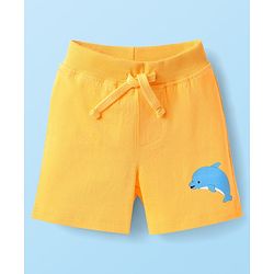 Babyhug Cotton Knit Mid Thigh Shorts with Sea Life Print & Stripes Pack of 3 - Yellow White & Light Blue